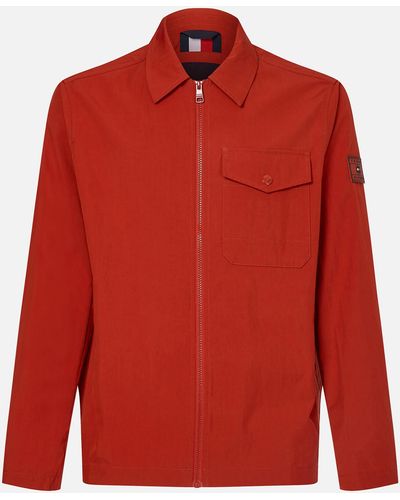 Tommy Hilfiger Logo-detailed Cotton-blend Shirt Jacket - Red