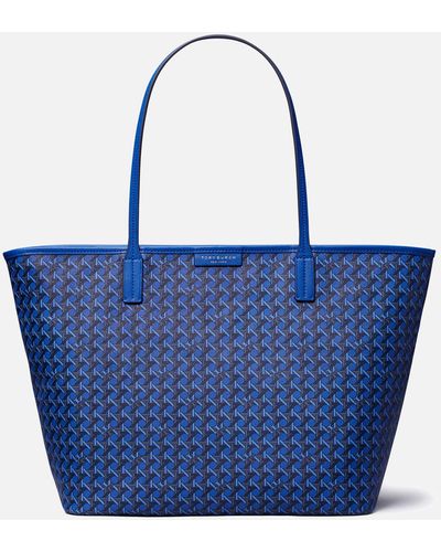 Tory Burch Ever-ready Monogram Coated-canvas Tote Bag - Blue