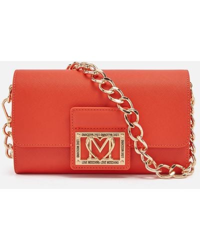 Love Moschino Borsa Saffiano Faux Leather Bag - Red
