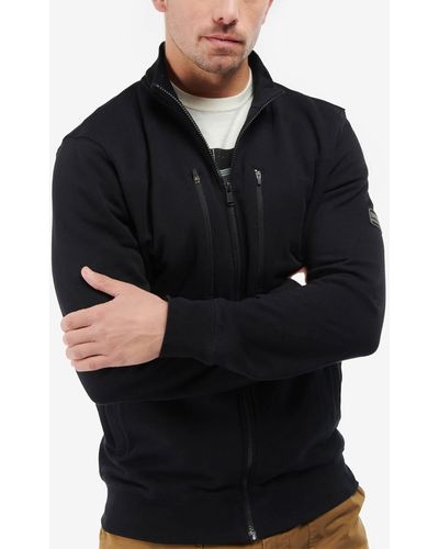 Barbour Engine Logo-detailed Cotton-jersey Zip-up Sweatshirt - Black