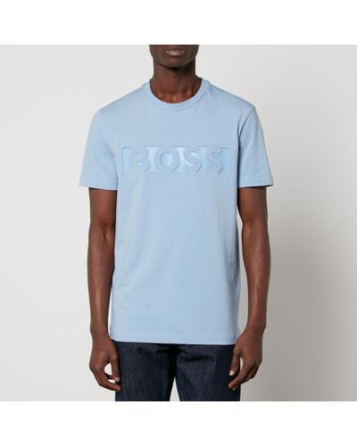 BOSS Tee 4 Cotton-Blend Jersey T-Shirt - Blau