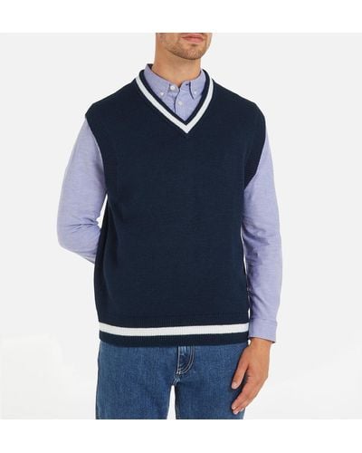 Tommy Hilfiger Contrast Tipping Knitted Vest - Blue