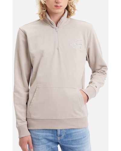 Tommy Hilfiger Signature Cotton Half-Zip Sweatshirt - Grau