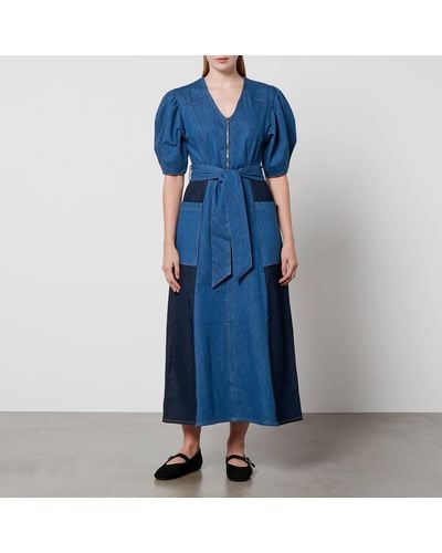 ALIGNE Jalen Patchwork Denim Midi Dress - Blue