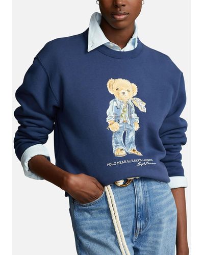 Polo Ralph Lauren Polo Bear Graphic-print Cotton-blend Sweatshirt - Blue