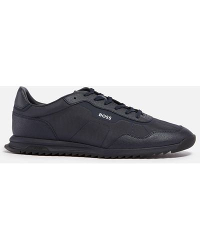 BOSS by HUGO BOSS Zayn Mixed-material Trainers With Perforated Faux Leather - Blue