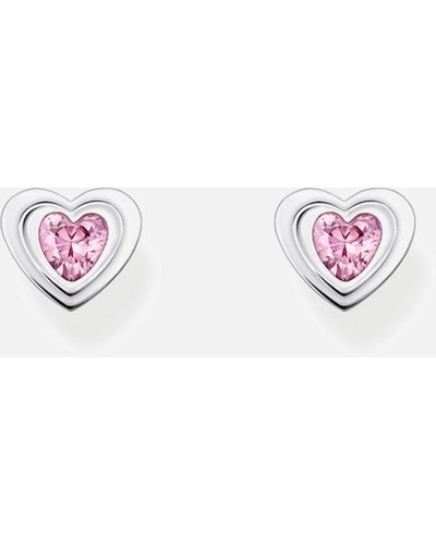 Thomas Sabo Silver Heart Stud Earrings - Pink