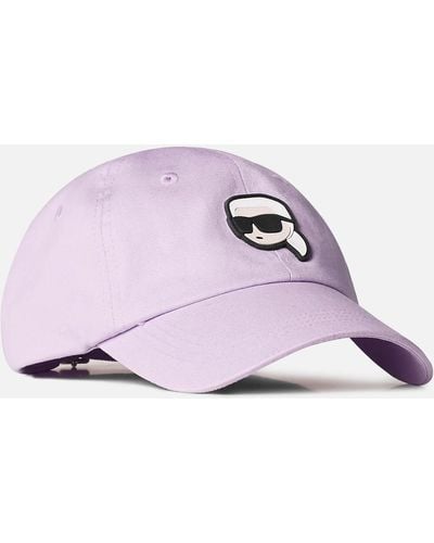 Karl Lagerfeld Ikonik 2.0 Logo Cotton Baseball Cap - Purple