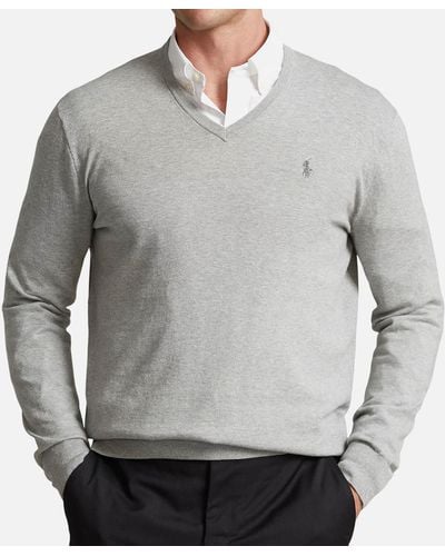 Polo Ralph Lauren Slim Fit Cotton V-Neck Jumper - Grau