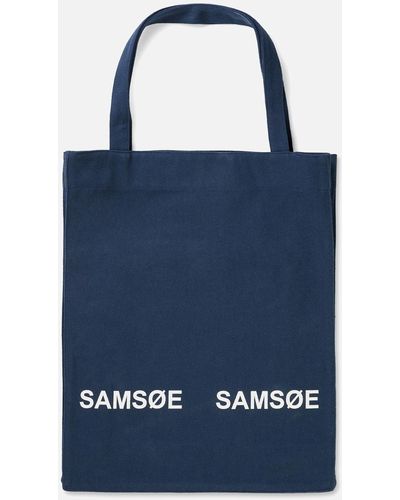 Samsøe & Samsøe Luca Recycled Cotton-canvas Tote Bag - Blue