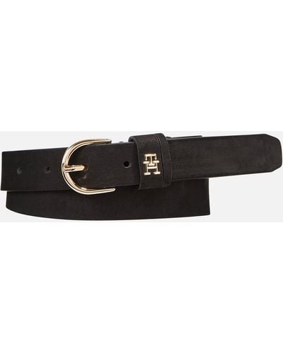 Tommy Hilfiger Nubuck Leather Belt - Black