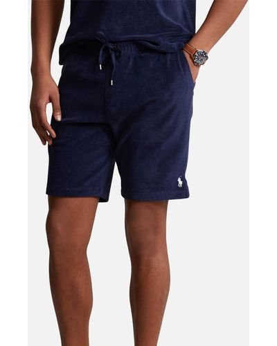 Polo Ralph Lauren Logo-Embroidered Terry Shorts - Blue