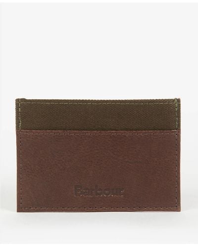 Barbour Barbour Padbury Leather And Canvas Card Holder - Brown