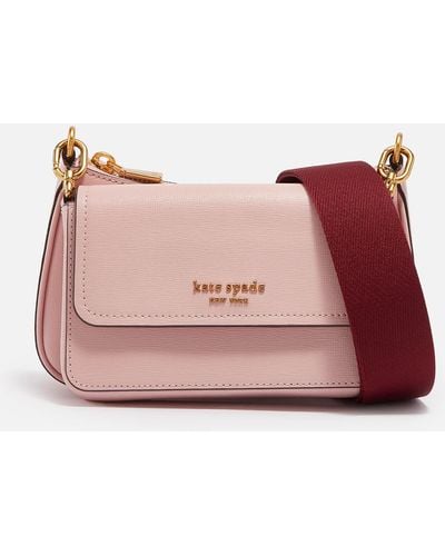 Kate Spade Morgan Double Saffiano Leather Cross-body Bag - Pink