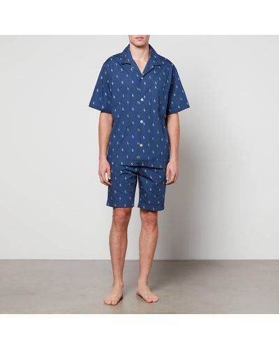 Polo Ralph Lauren Cotton-poplin Lauren Shirt And Shorts Pyjama Set - Blue