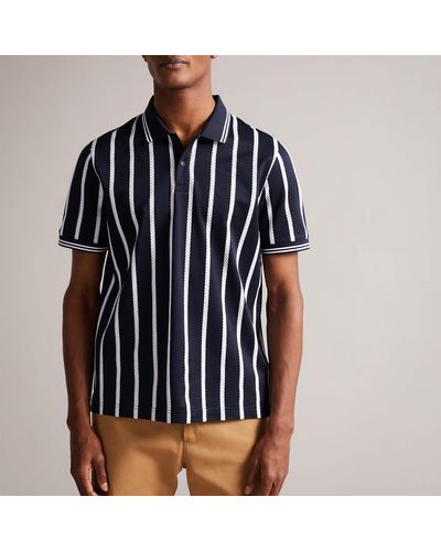 Ted Baker Kimbell Striped Cotton Polo Shirt - Blue