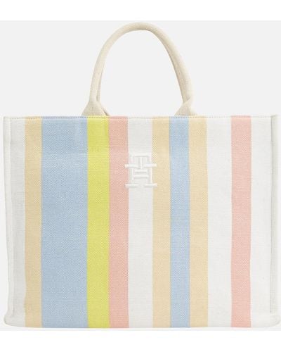 Tommy Hilfiger Beach Striped Cotton-blend Tote Bag - White
