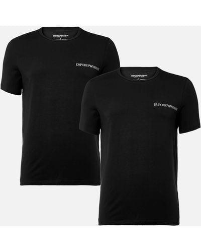 Emporio Armani Two-pack Stretch-cotton Jersey T-shirts - Black