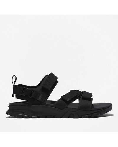 Timberland Garrison Trail Leather And Textile-blend Sandals - Black