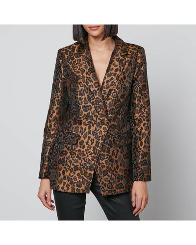 Never Fully Dressed Leopard Jacquard Blazer - Black