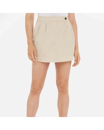 Tommy Hilfiger Co Pleated Cotton Mini Skirt - Natural
