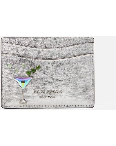 Kate Spade Shaken Not Stirred Saffiano Leather Cardholder - Gray
