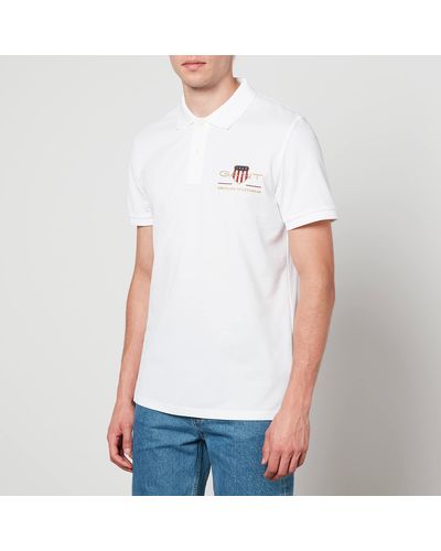 GANT Archive Shield Pique Cotton Polo Shirt - White