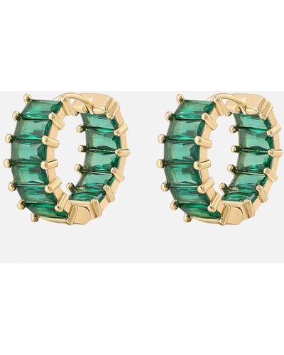 Luv Aj Ballier Huggies Gold-plated Crystal Earrings - Green