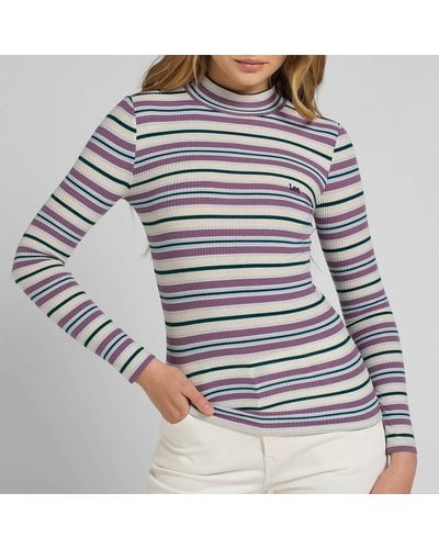 Lee Jeans Striped Ribbed Jersey Top - Gray