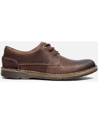 Clarks Edgewick Plain Leather Shoes - Brown