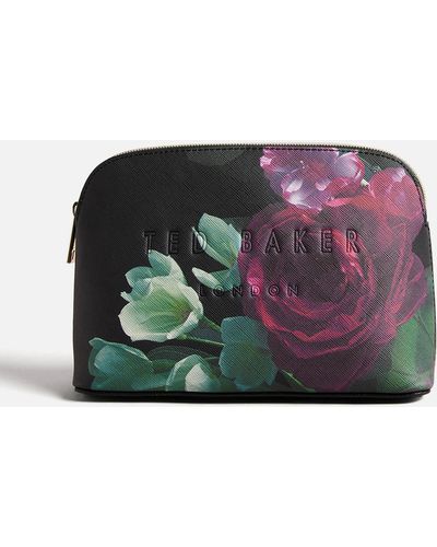 Ted Baker Papiee Floral-printed Faux Leather Makeup Bag - Black