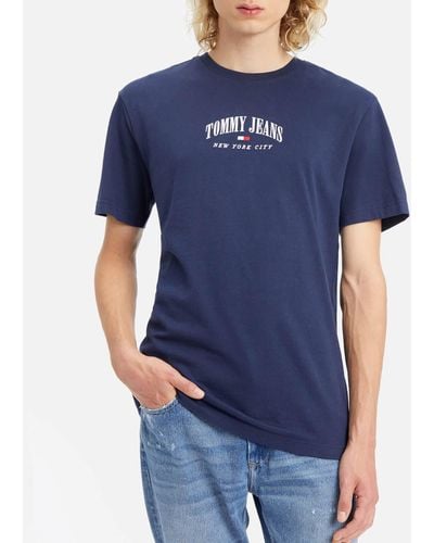 Tommy Hilfiger Logo-embroidered Organic Cotton Varsity T-shirt - Blue
