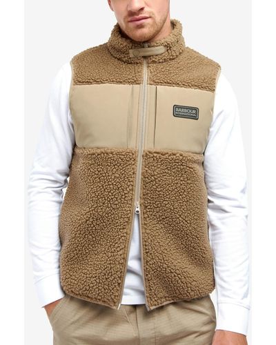 Barbour Logo-appliquéd Fleece And Shell Gilet - Natural