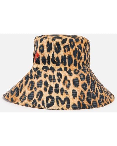Damson Madder Leopard-printed Organic Cotton Sun Hat - Brown
