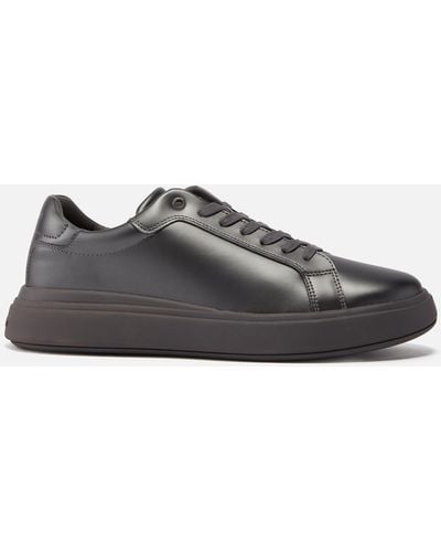 Calvin Klein Leather Chunky Sole Sneakers - Grey