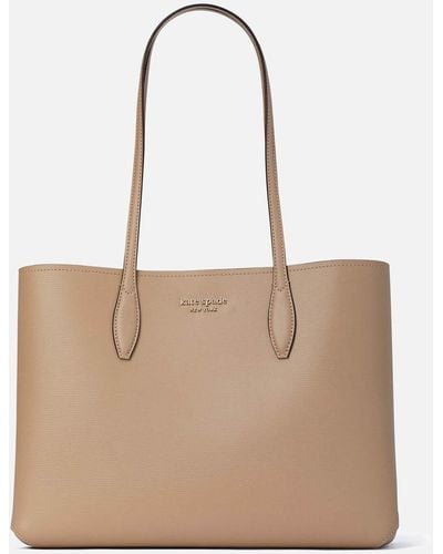 Kate Spade All Day Cross-grain Leather Large Tote Bag - Natural