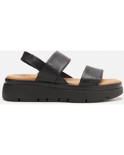 Dune Location Leather Flatform Sandals - Black