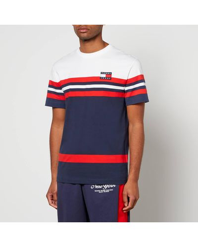 Tommy Hilfiger Colour-Block Recycled Cotton-Jersey T-Shirt - Rot