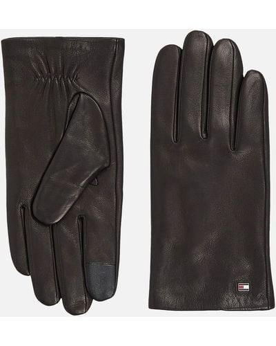 Tommy Hilfiger Essential Flag Leather Gloves - Schwarz