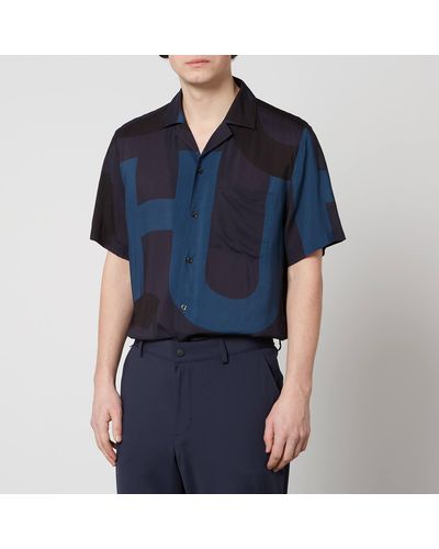 HUGO Ellino Logo-print Cotton Shirt - Blue
