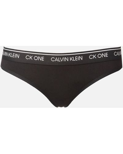 Calvin Klein Ck Logo Thong - Black