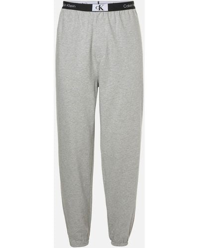 Calvin Klein Logo Waistband Cotton Sleep Pants - Gray