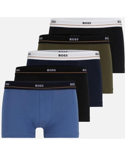 BOSS Essential Cotton-blend 5-pack Boxer Shorts - Blue