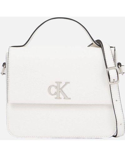 Calvin Klein Boxy Faux Leather-blend Crossbody Bag - White