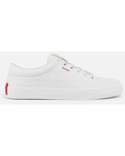 HUGO Dyer Canvas And Mesh Tennis Trainers - White