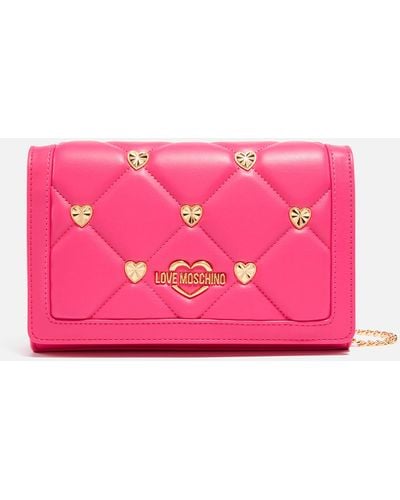 Love Moschino Heart Faux Leather Wallet Bag - Pink