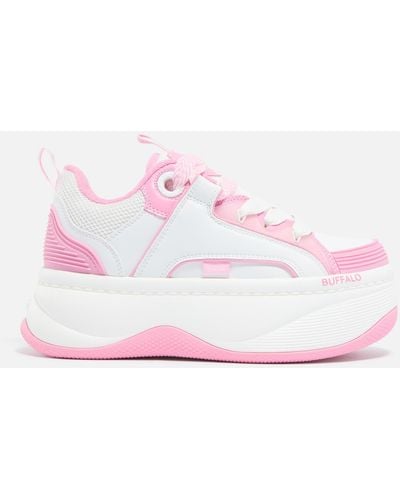 Buffalo Orcus Faux Leather Trainers - Pink