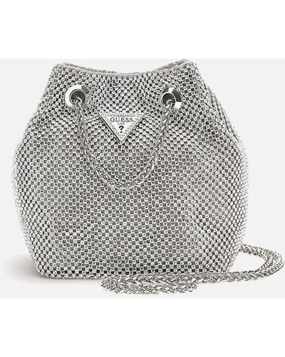 Guess Lua Crystal-embellished Mesh Pouch - Gray