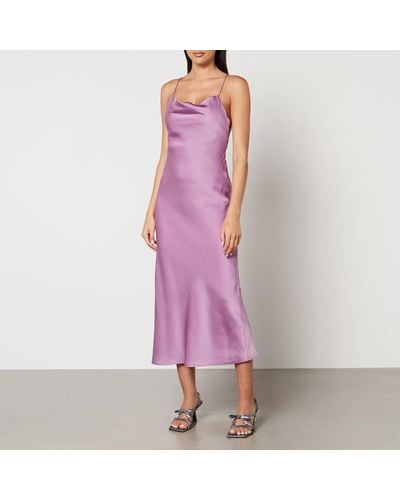 OMNES Riviera Satin Midi Dress - Purple