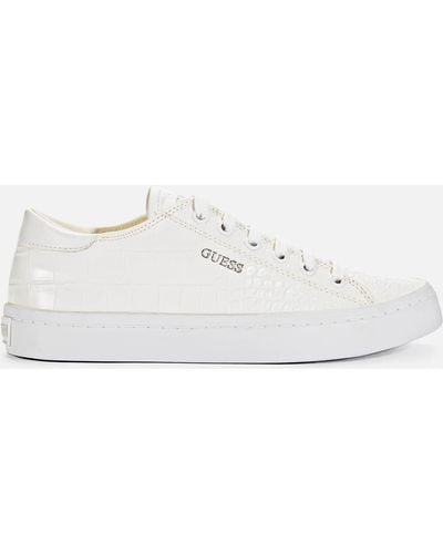Guess Ester Printed Leather Low Top Sneakers - White